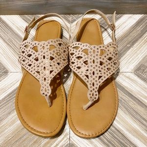 Time And Tru Brown Tan Rhinestone Sandals Size 11